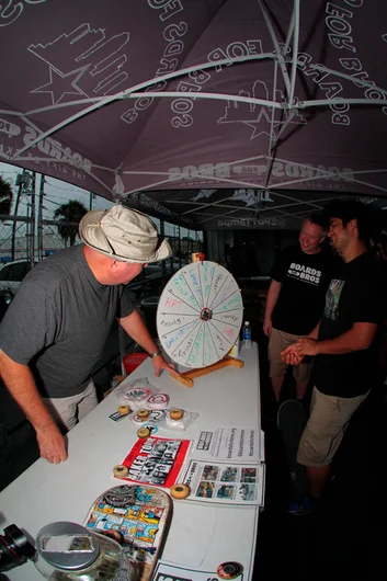 <!--bakerdemo-->

Speaking of Boards for Bros…They had a tent set up where you could spin the wheel and win some free things. All we asked for was some sort of donation; Money or parts for boards to help out our cause.