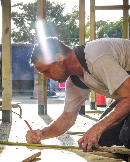 Brian is still putting the final touches on the Vert Ramp, so I snuck in this hero shot of him working hard.

<!--thursdayam2023practice-->