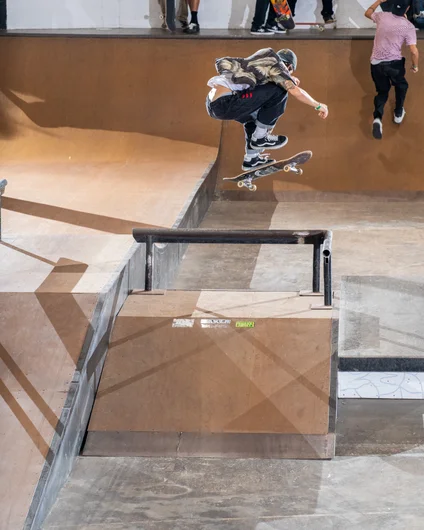 Mikey Premet tre flip over the bump to bar. Front foot catch with some glow from the flash. Goosebumps!

<!--harvestjam2022-->