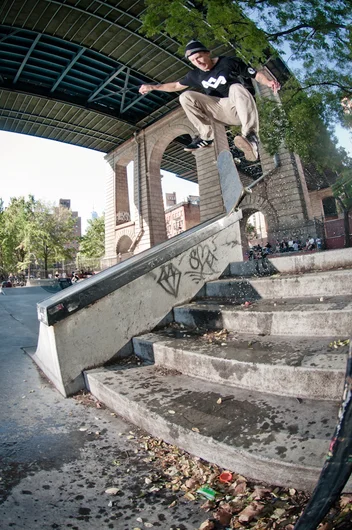 <!--danyc14-->

This is the wettest switch frontside flip I've ever seen.  The runway and the landing were both puddles and Joel Morgenweck didn't care.