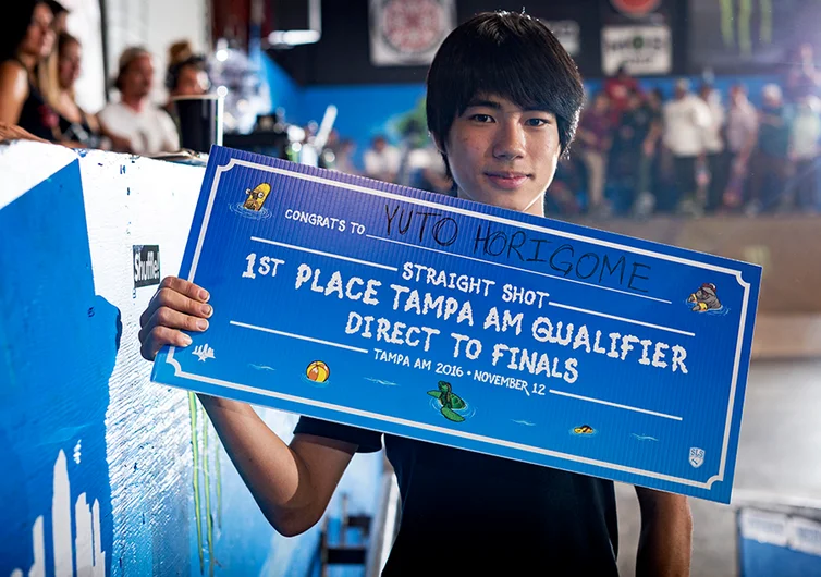 <!--am16satphotos-->

Yuto Horigome makes the best of flying halfway across the world for a contest and cops 1st place in qualifiers; Yeah Yuto!!