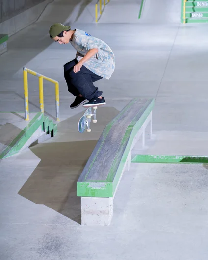 He did varial heel back nosegrind MID CONTEST RUN. And it was balanced! 

<!--damnamjapan2022day2-->