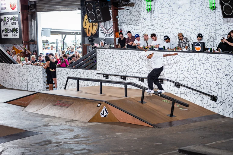 Name someone else that has switch back tail down a circle rail in the middle of their Tampa Pro semi-finals run on lock down. Don't worry, we'll wait...

<!--tampapro22finals-->