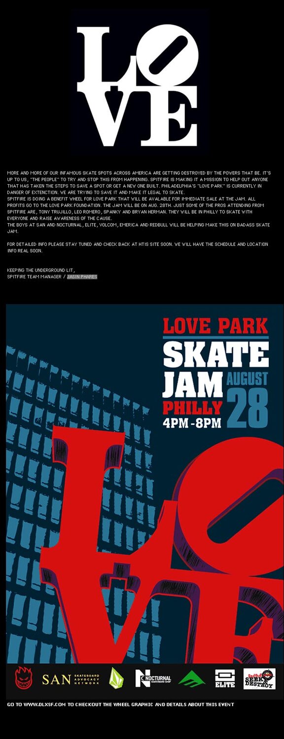 Love Park and Spitfire Wheels