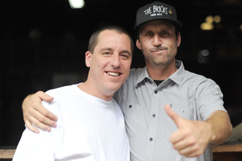 Fellow shop owners John Montesi from Westside and Brian Schaefer from right here at SPoT.<!-- Back to School Bash 2012 Presented by Altamont -->