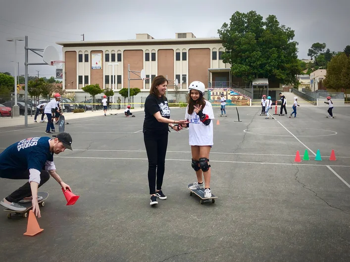 <!--vansgivesback19-->
Everyone who came through tried to skate. Sometimes kids were reluctant to try but with some encouragement from people like Suzanne from Vans, every kid was able to find a comfort zone and give skating a try.
