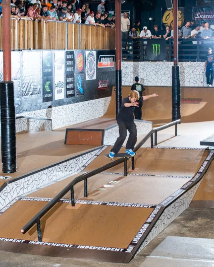 You'd think that Jack Olson could only skate the kinked rail switch. Switch feeble to start off the contest.

<!--tampapro22indybesttrick-->