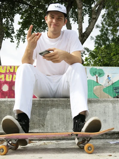 <!--miamitrip16-->
Tristan rocking all white at ‘White Blocks’. Style matters.