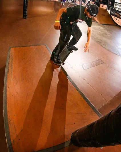 Then all the sudden you turn around and create photo magic when Dylan Back 180 Noseginds the Hubba.

<!--schoolsoutjam2023-->