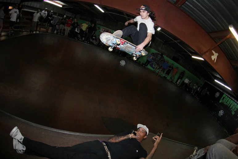 <!--ffombj-->

Miles McKinney is too young to enter the OMBJ, but that's not gonna stop him from taking a few runs. Here he is flying a frontside Air over Alex. Way over him.