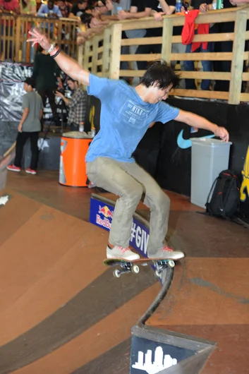 Sean's frontside crooked grinds around were so good.<!-- Tampa Pro 2013 Skateboarding and the After-Party -->