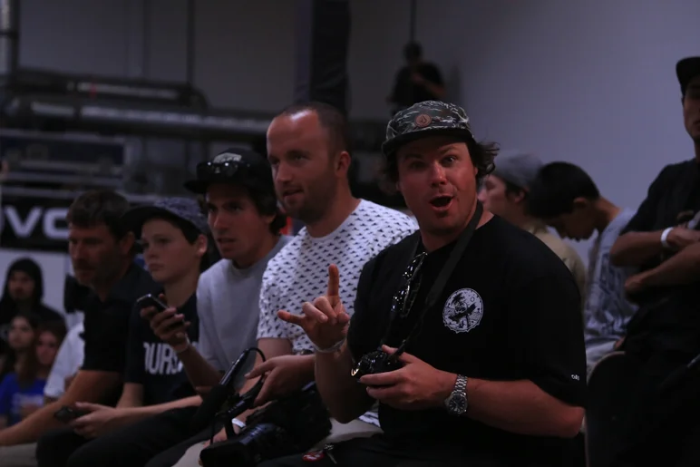 <!-- damnamvolcom14day3 -->

Ricky Melnik getting front row seating for the DVS Best Trick contest.