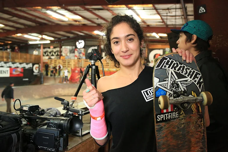 <!-- vdaymassacre2013 -->

Alex Bibiloni is not letting a broken arm stop her from skating.