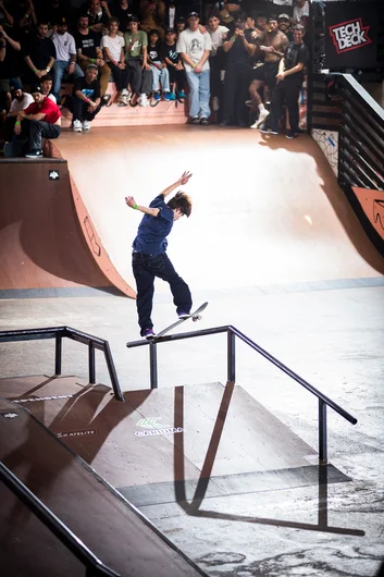 Yuto struggled with his ender at first, but nailed it for the win with the Nollie ‘Copter
Bluntslide.

<!--tampapro23day3-->