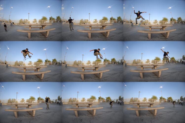 TJ Sparks - kickflip over the picnic table