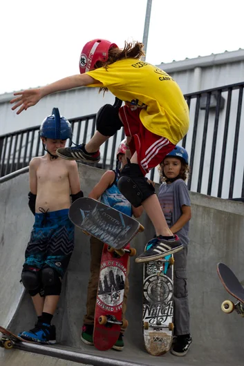 <!--CAMP2018PHOTOS-->

Heelflip or take a poop? Either way, looks like your friend's about to get kicked in the grill.