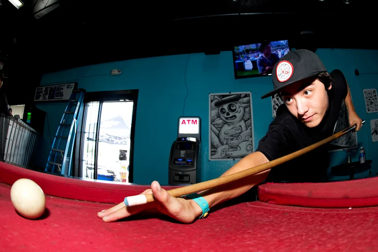 <!--am15-thursday-->

Gage Boyle warms-up with a good game of pool.