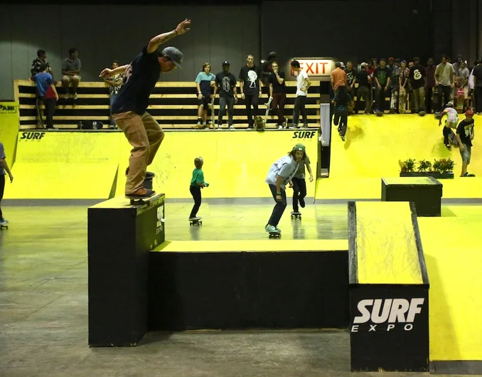 <!-- surfexpo2013 -->

This year Team Pain built a really fun bright yellow course. This is Jon Sciano on a backside nosegrind.