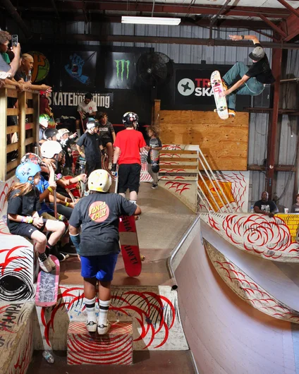 <!--hj18-->

A lot has changed in the past year at SPoT. One new sight is Jake Yanko flying around the course without his usual helmet. He might be blasting even higher than normal on this Alley Oop Tweaker…Crossbone? I really need to learn trick names…
