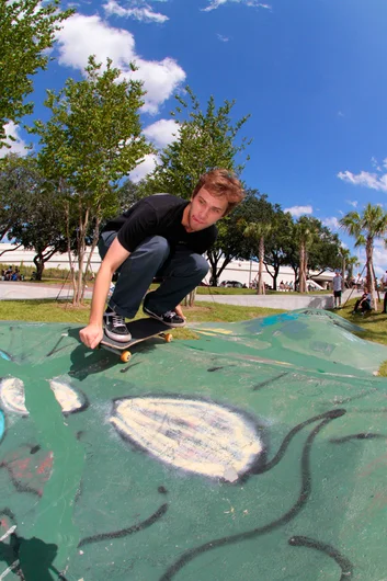 <!--gsd16-->

Tristan had the day off so he joined us, skating the old Bro Bowl. That Cannonball early grab is an old one.