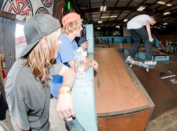 <!--am15-thursday-->

Watchers gonna watch, skaters gone skate.. Mason Coletti puts on a show with a Kickflip Back Tail.