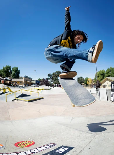 <!--daww16-day2-->

Greg Valencia don’t need your tricks, he’s got his own; Nollie Backside 180 Tail-Grab North.