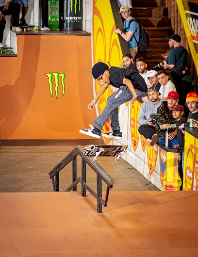 Nobacel Pierre Villalobos keeps it casual with a Heelflip Front Board.
<!--TampaAm21LastChanceOpen-->