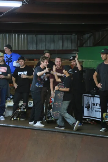 <!-- ombowljam14 -->

The SPoT employee crew embracing Ollie after his run. Ollie was killing it!
