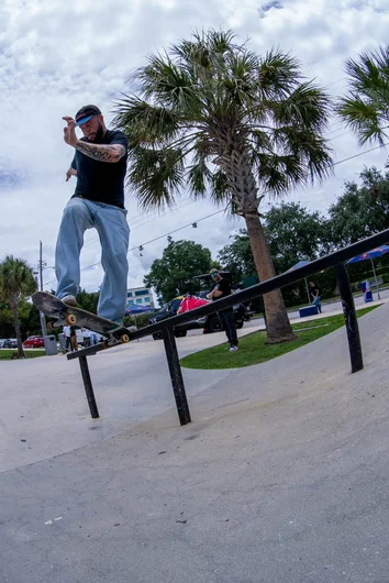 <!--gsd21-->
After Tim finished up with Skate Camp he met us at the Bro Bowl to help announce and give out cash, but not before doing this Front Blunt.