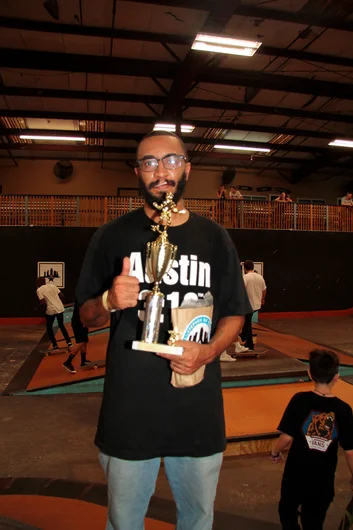 <!--andalewheelie-->

 Jonathan Conde won the best trick award with this fakie bigflip manual revert.