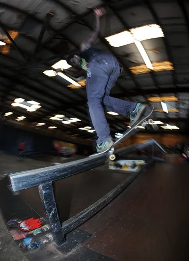 <!--bts14-->
<!--btsbtbt2018-->

Zion Wright did this backside overcrook in qualifiers, then made about a million other tricks in the finals to take first place in the sponsored division finals. We're glad that nasty injury isn't having any effects on you, Zion! Now get your pops Mustafa back to the park next time.












