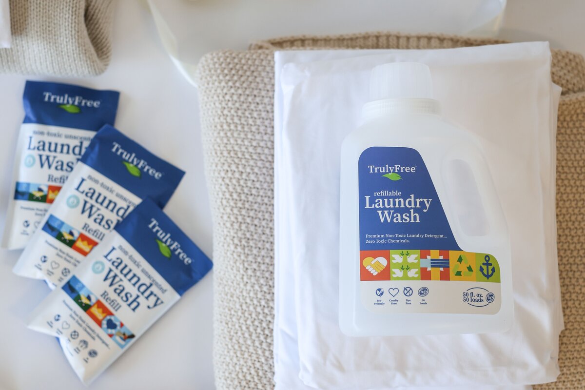 Unscented laundry wash refill packs and jug 