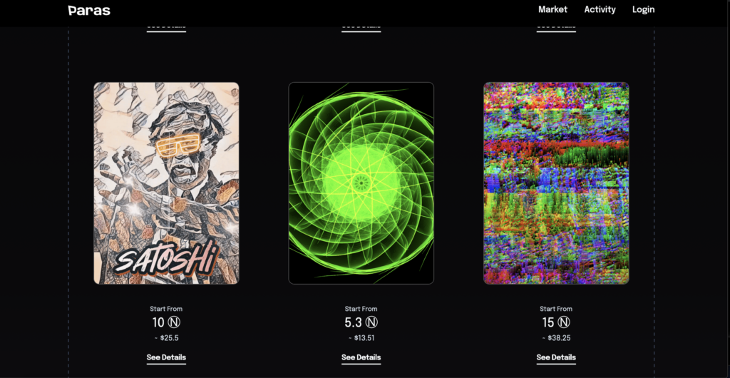 examples of three digital trading cards