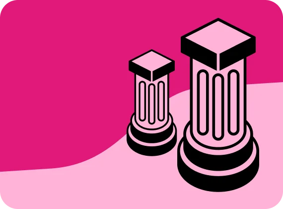 doric columns on a pink background
