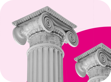 doric columns on a pink background