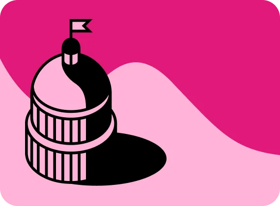 crop of the US capitol building on a pink background