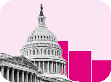 crop of the US capitol building on a pink background