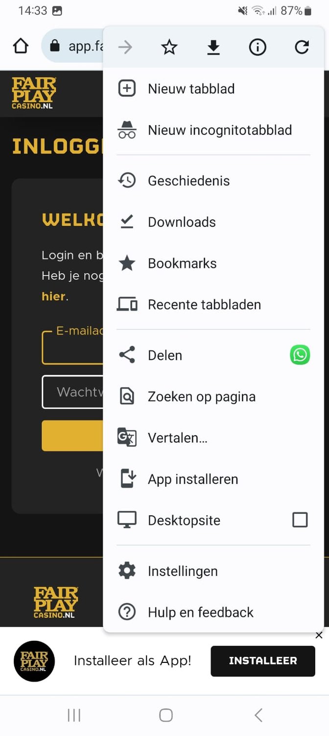 Klik "App installeren"