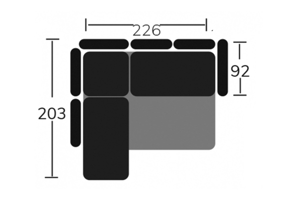 Choise sleeping streg tegning af sovesofa med åben afslutning venstrevendt