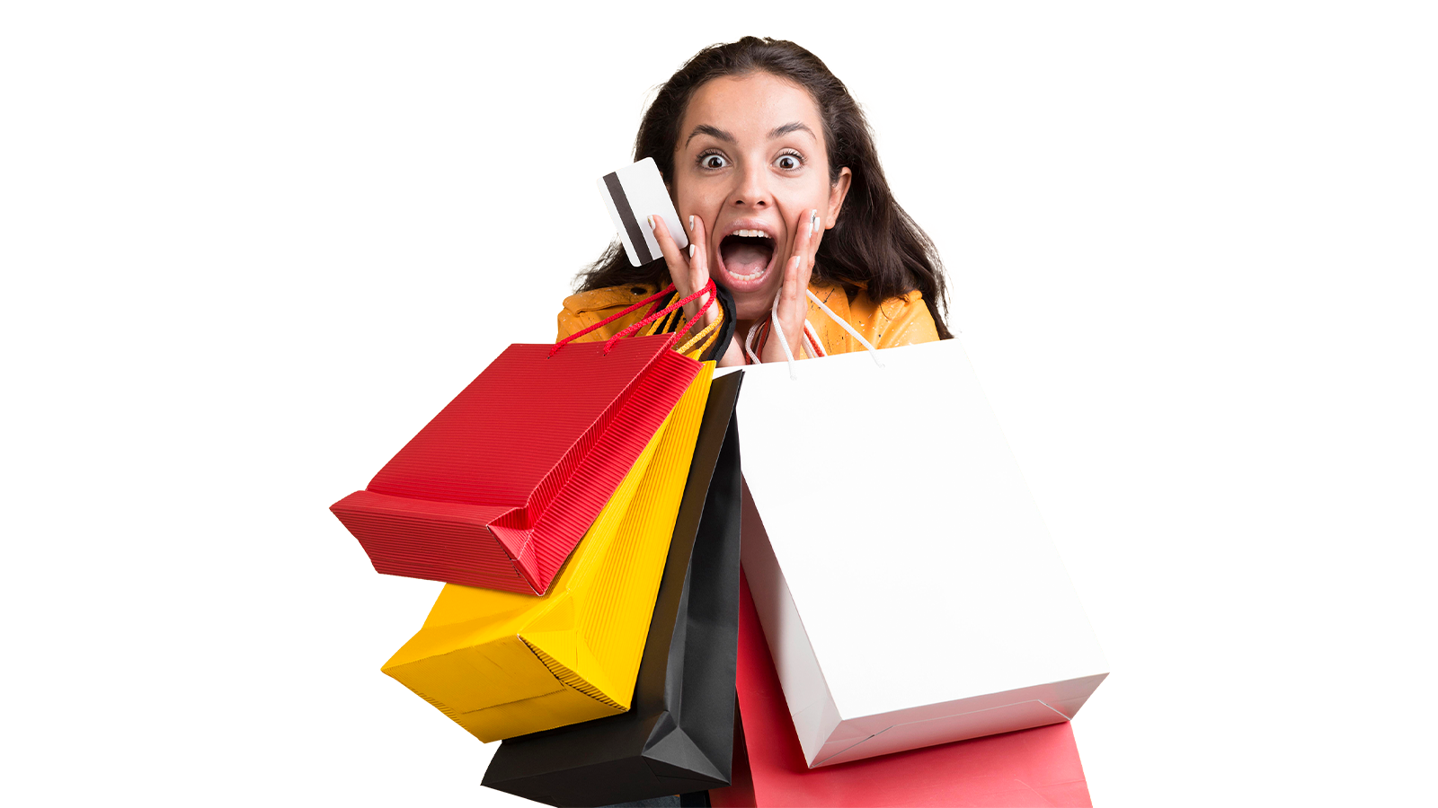 Kvinde med shoppingposer og betalingskort