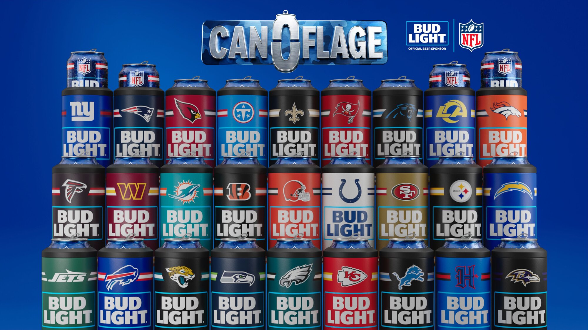 BUD LIGHT RELEASES NEW “CAN-O-FLAGE" FOR  FANS TO REP THEIR TEAM CANS ANYWHERE THIS NFL SEASON