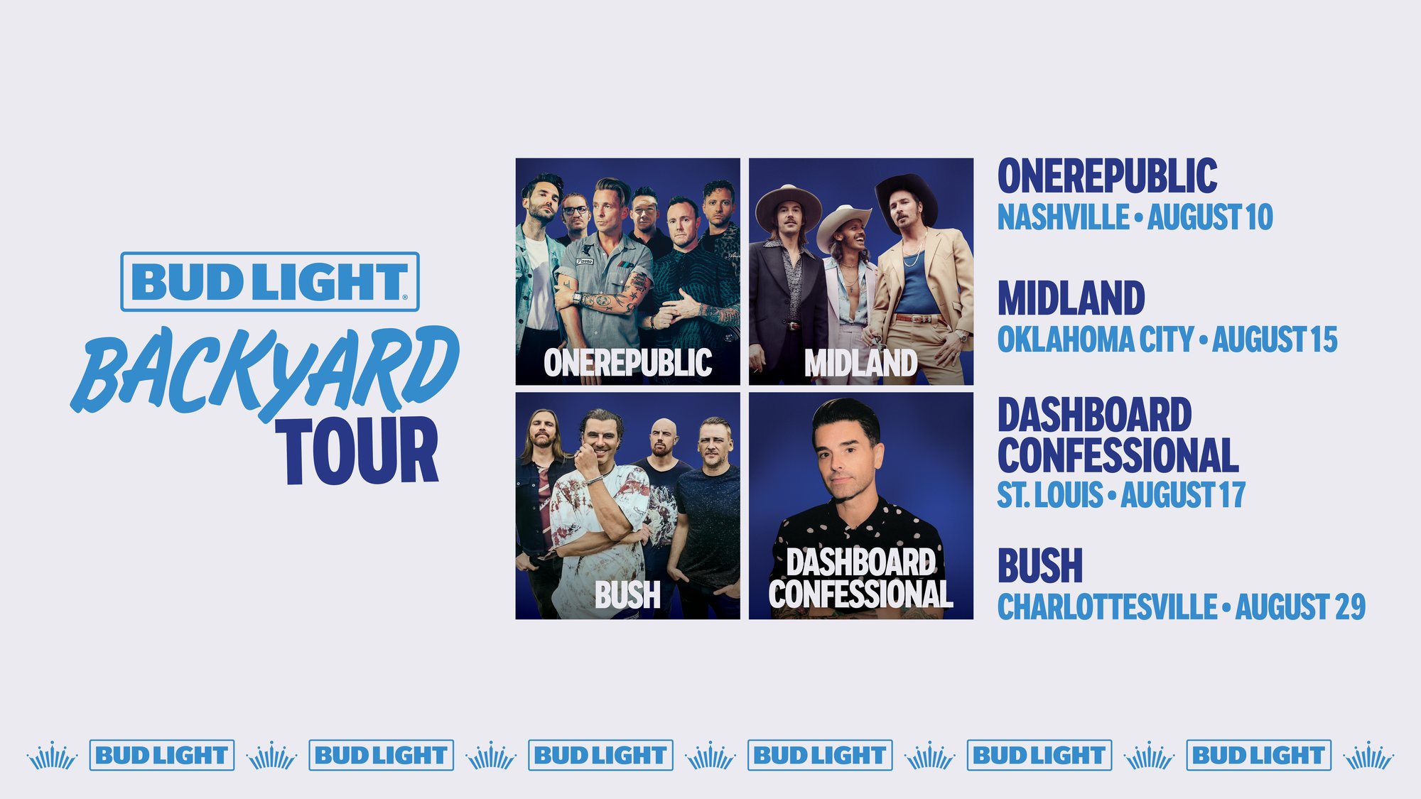 Bud Light Announces First-Ever Bud Light Backyard Tour Summer Concert Series Featuring OneRepublic, Midland, Dashboard Confessional and Bush