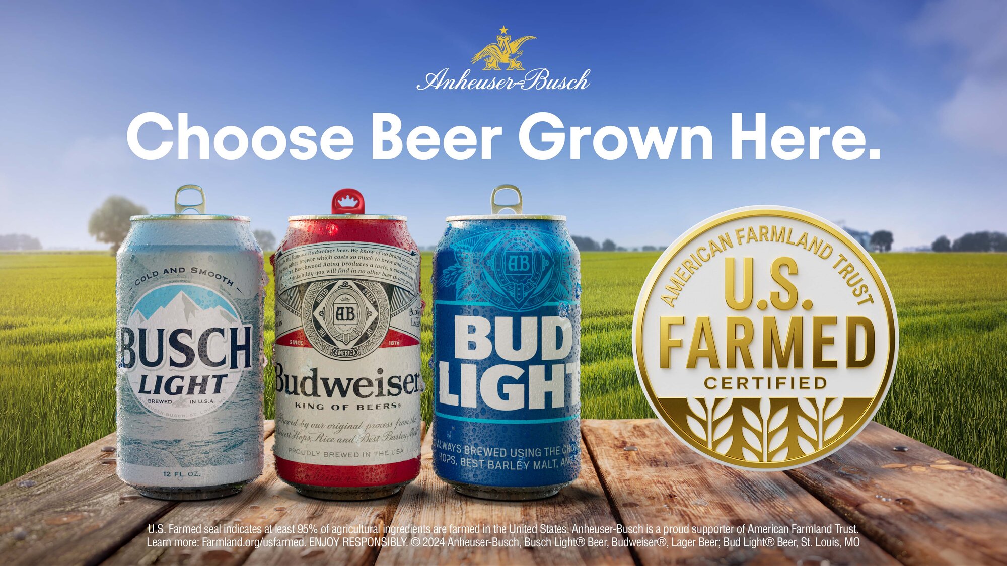 Choose Beer Grown Here: Anheuser-Busch is First to Adopt American Farmland Trust’s U.S. Farmed Certification, Helping Shoppers Choose Products Made with U.S. Ingredients