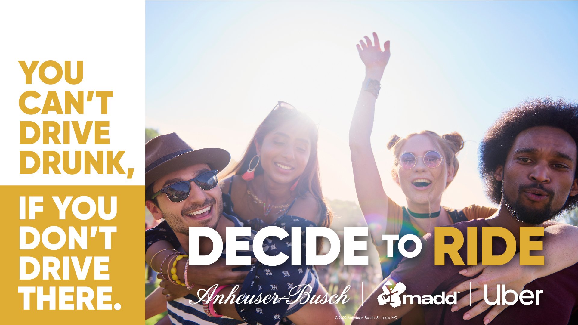 Anheuser-Busch, MADD, and Uber Launch ‘Decide To Ride’ Campaign on College Campuses to Encourage 21+ Fans to Plan Ahead for Sober Rides on Game Days 