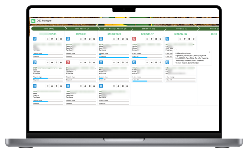 desktop view of Anvil Pro Order to Cash Kanban board