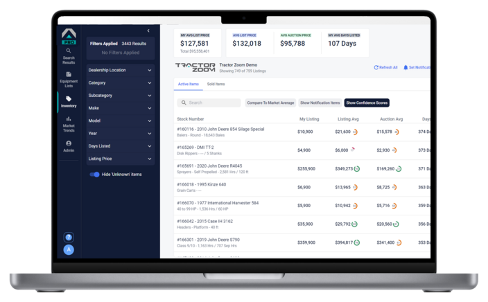 Tractor Zoom Pro Inventory Insights desktop view