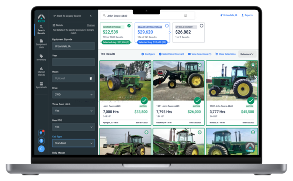 desktop view of Tractor Zoom Pro equipment search for tractors