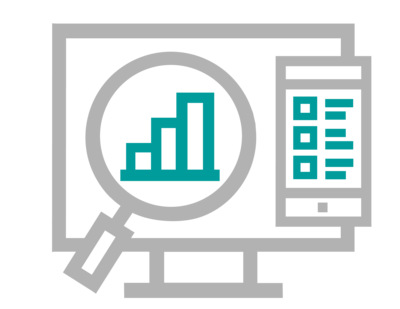 desktop computer with graphs icon