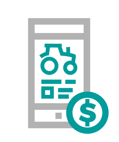 tractor on mobile phone icon