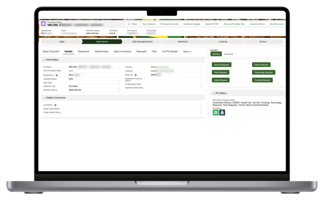 desktop view of Anvil Pro dealer CRM